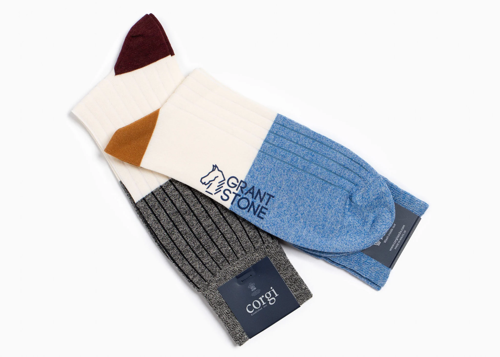 Corgi x Grant Stone Lightweight Cotton Sock – Blue - Image 3